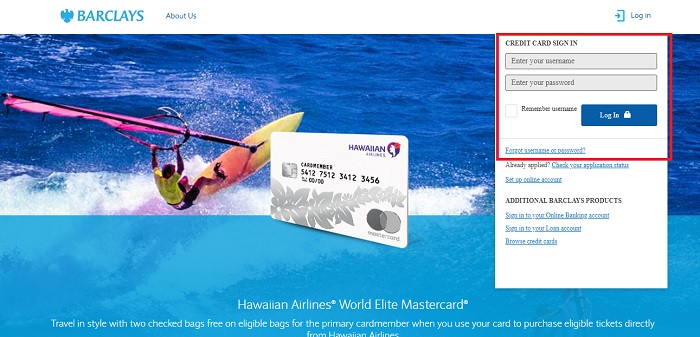 Barclays US Hawaiian Airlines Credit Card Login